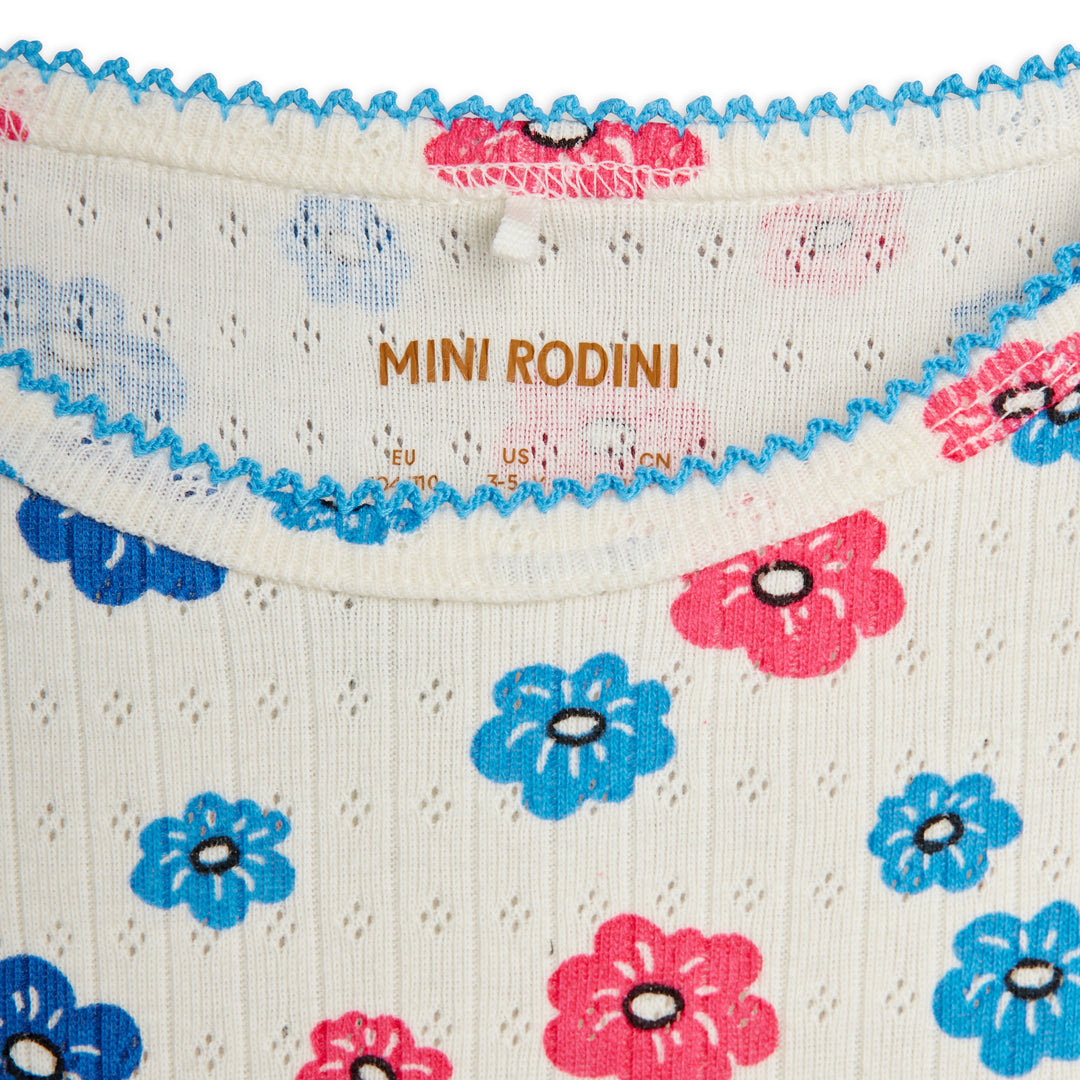 Flowers Picot Edge Pointelle Dress In Multi