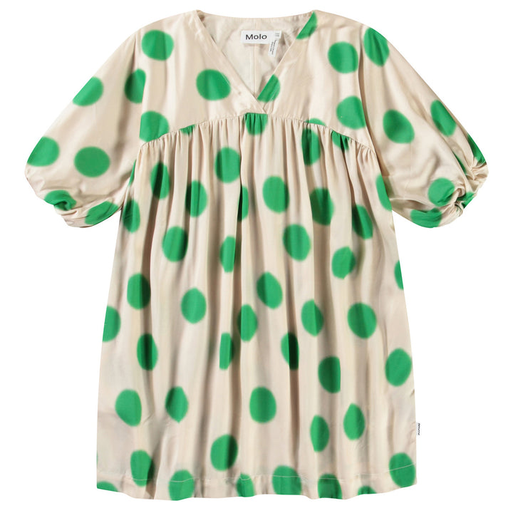 Camellia Dress - Green Dots
