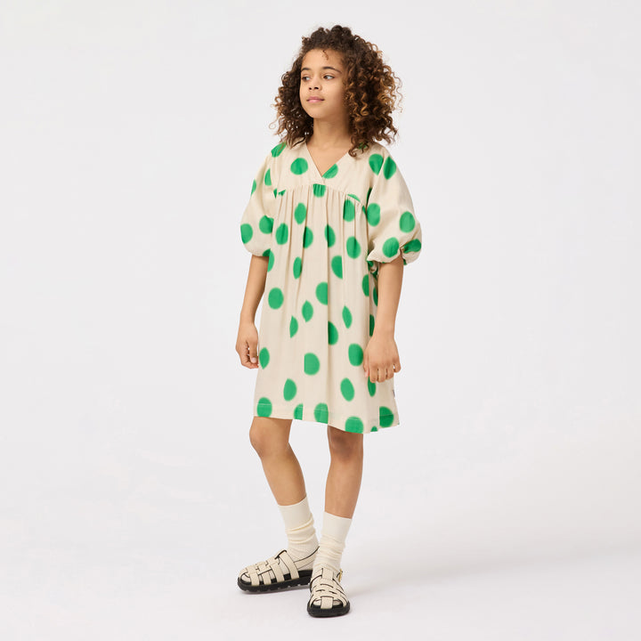 Camellia Dress - Green Dots