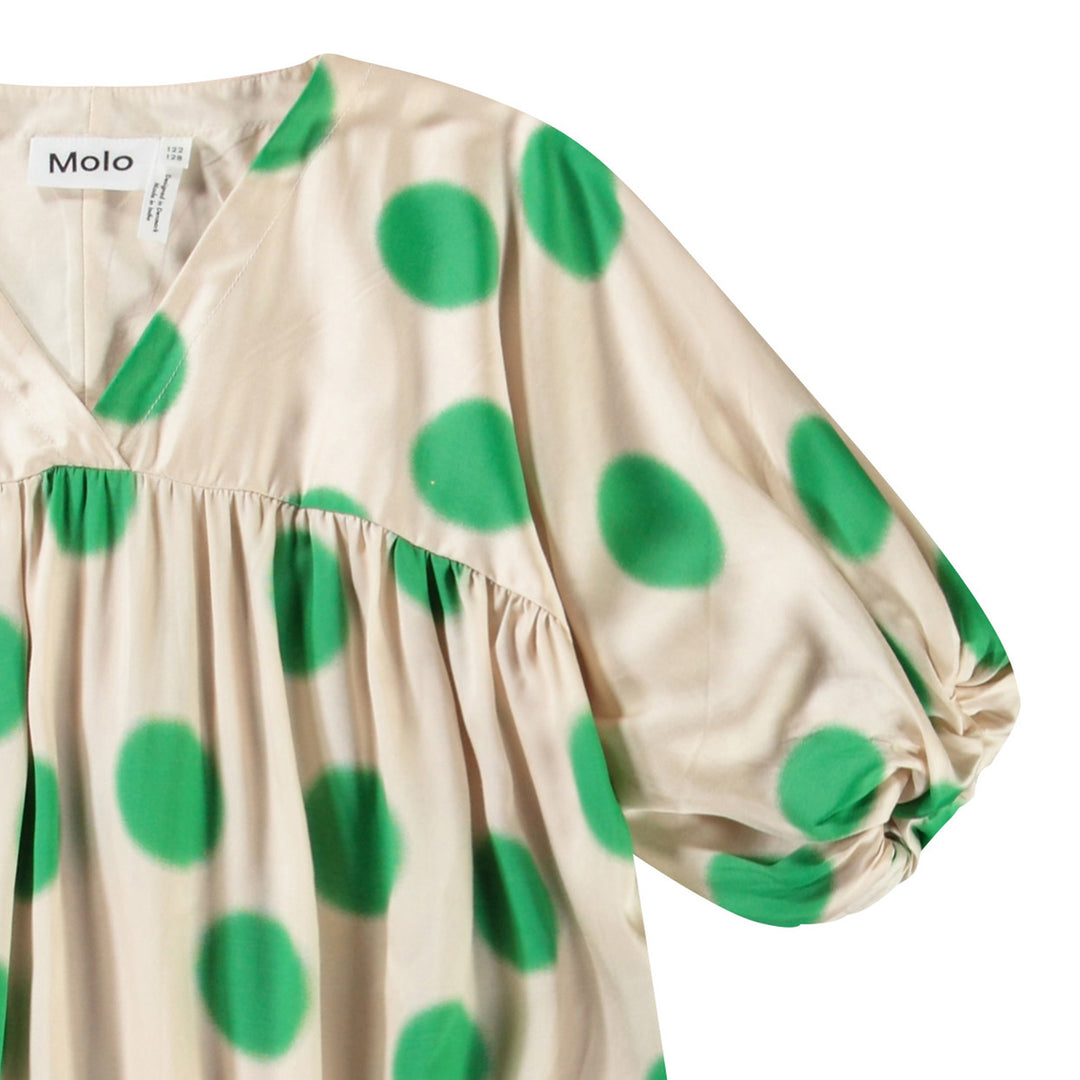Camellia Dress - Green Dots