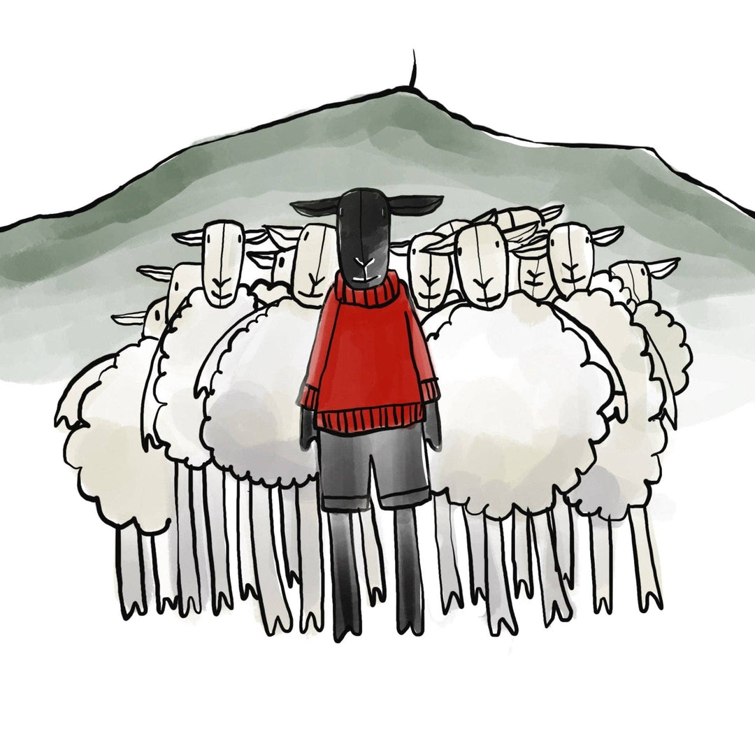 MAIA THE SHEEP - L: With creme pullover and black jeans / Beige