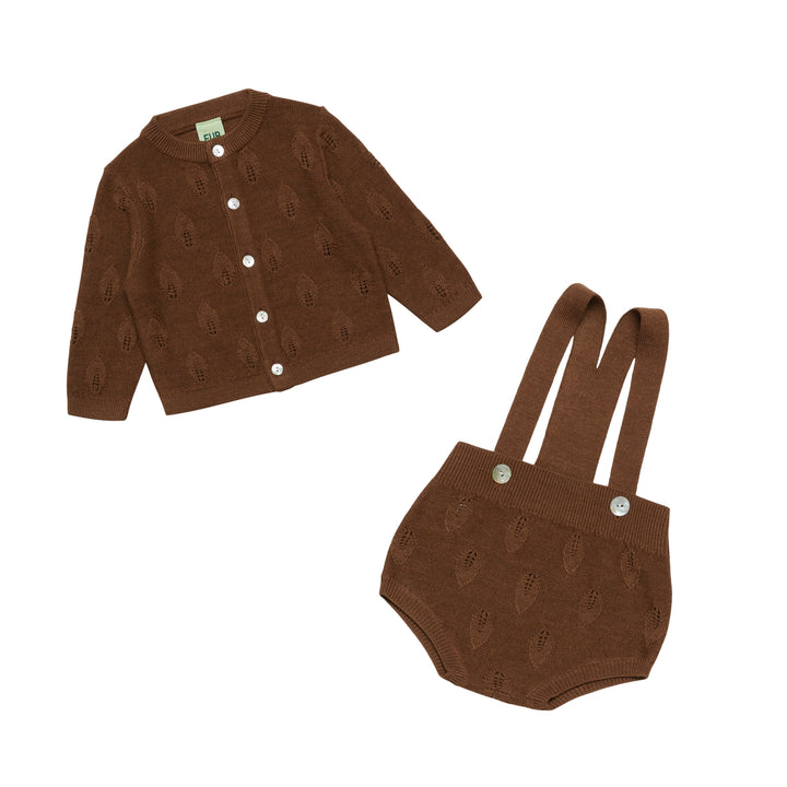 Baby Leaf Cardigan Set in Hazel Melange