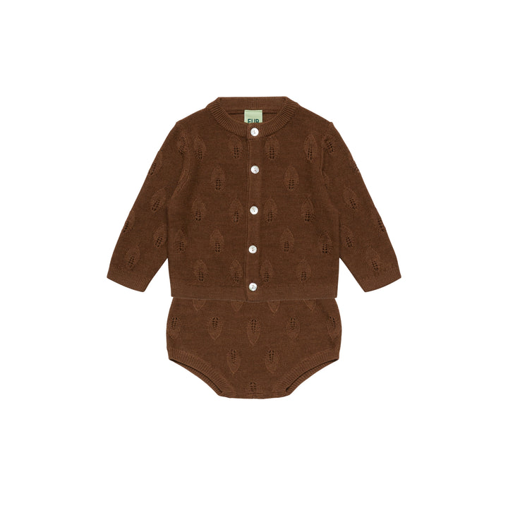 Baby Leaf Cardigan Set in Hazel Melange