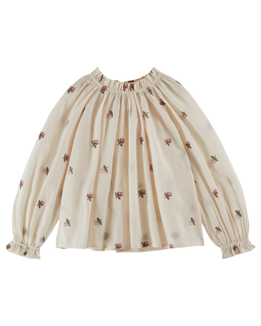 EMILE ET IDA Embroidered Baby Blouse  - Creme