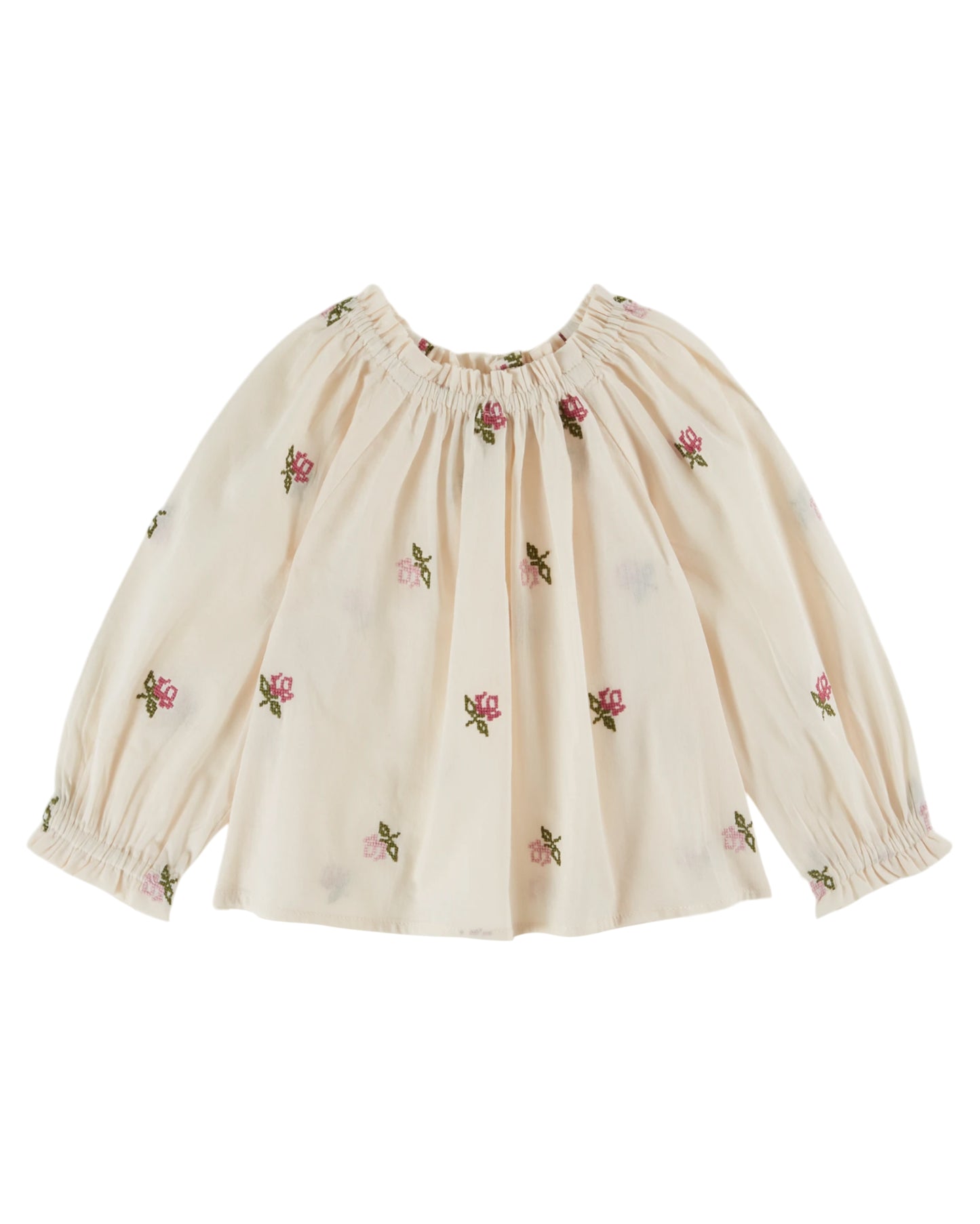 EMILE ET IDA Embroidered Baby Blouse  - Creme