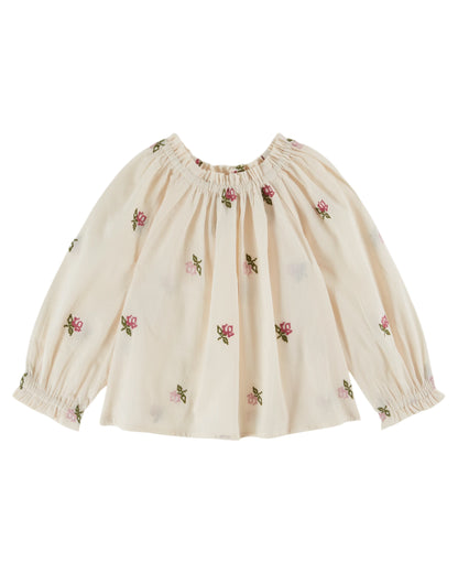EMILE ET IDA Embroidered Baby Blouse  - Creme