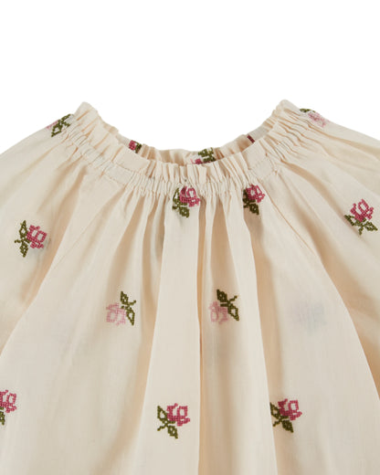 EMILE ET IDA Embroidered Baby Blouse  - Creme