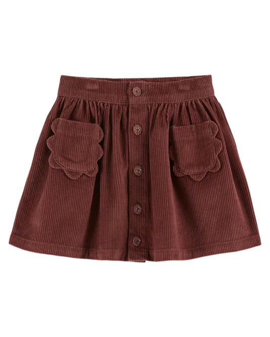 EMILE ET IDA Corduroy Flowers Pockets Skirt - Violine