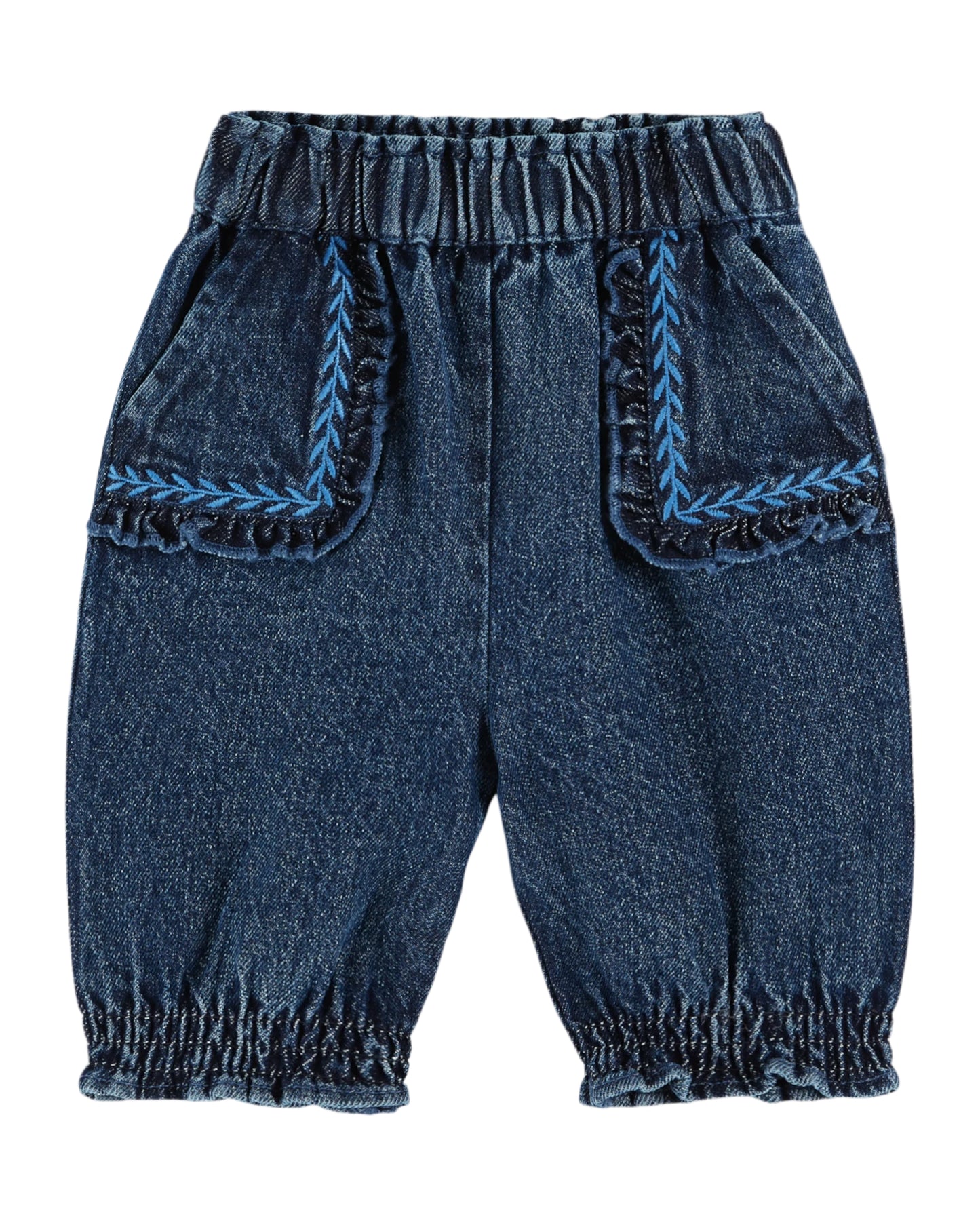 EMILE ET IDA Denim Embroidered Trousers - Denim