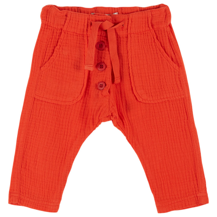 Cotton Gauze Baby Trousers in Rouge