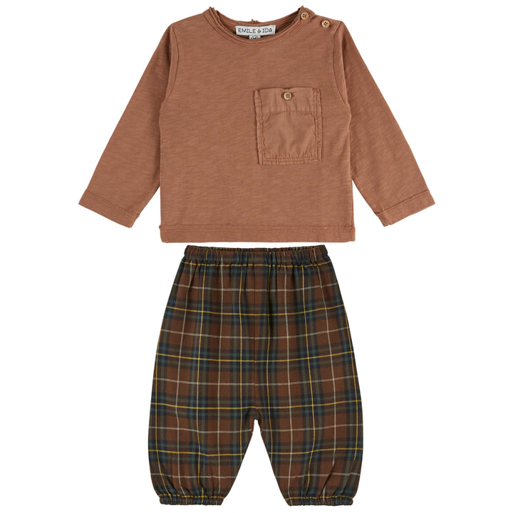 Pocket Tee Baby Set in Brownie