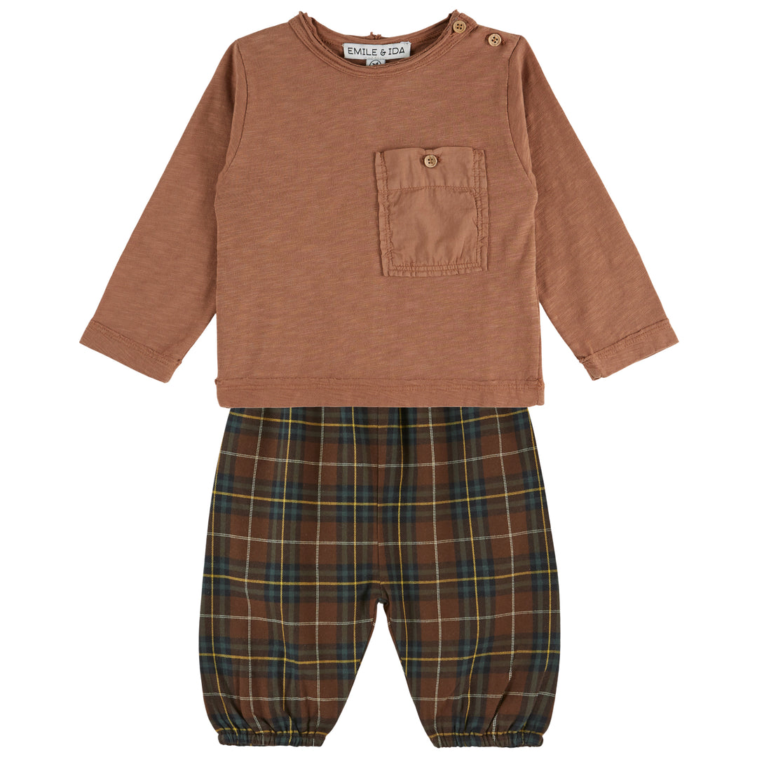 Pocket Tee Baby Set in Brownie