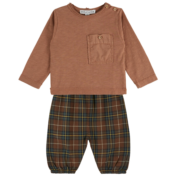 Pocket Tee Baby Set in Brownie