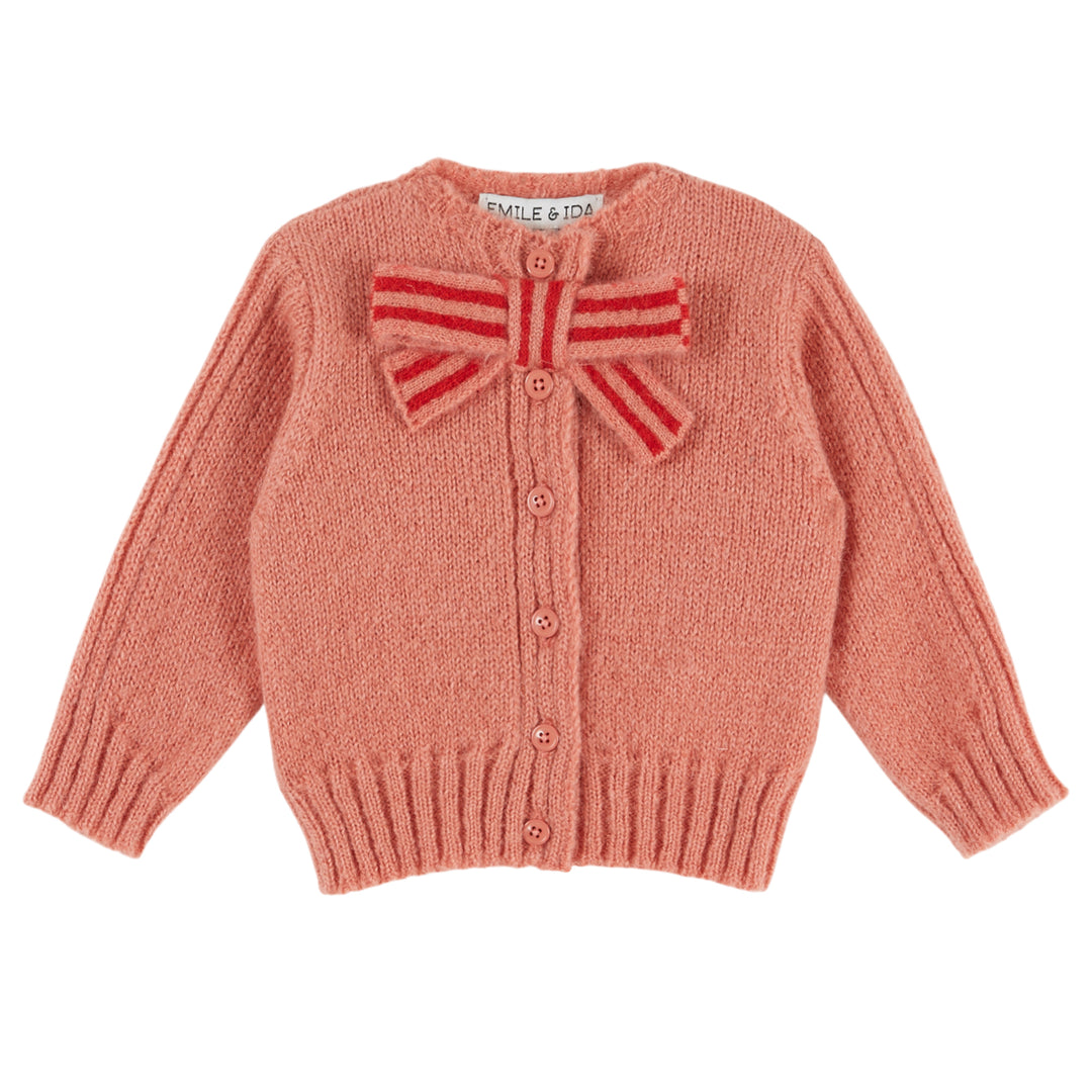 Noeud Bow Baby Cardigan in Blush