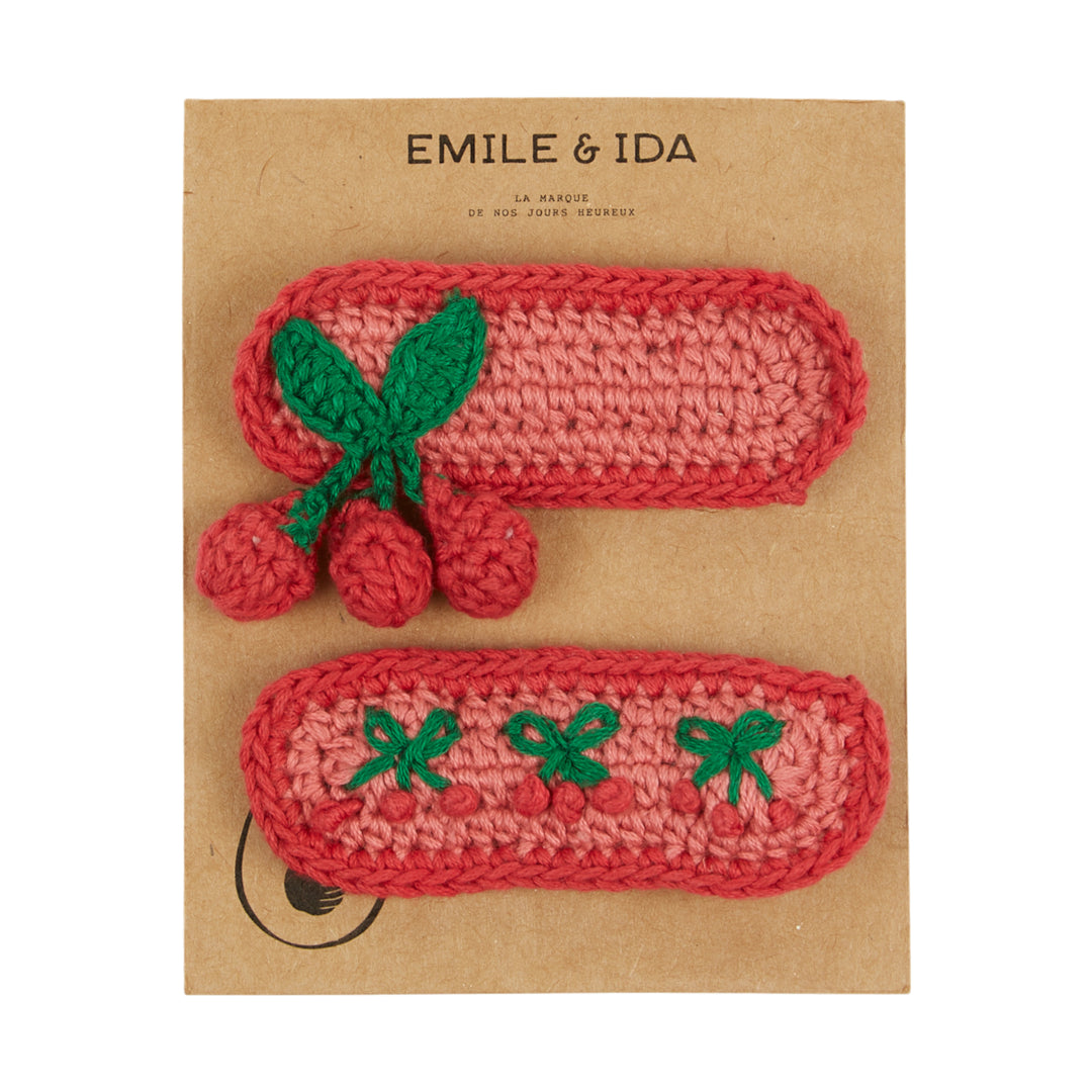 Crochet Barrettes Set in Rose