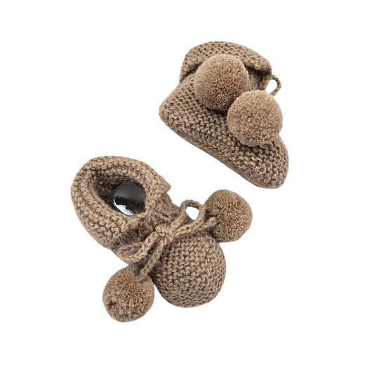 MILLÉSIME Kip Pom Booties - Latte