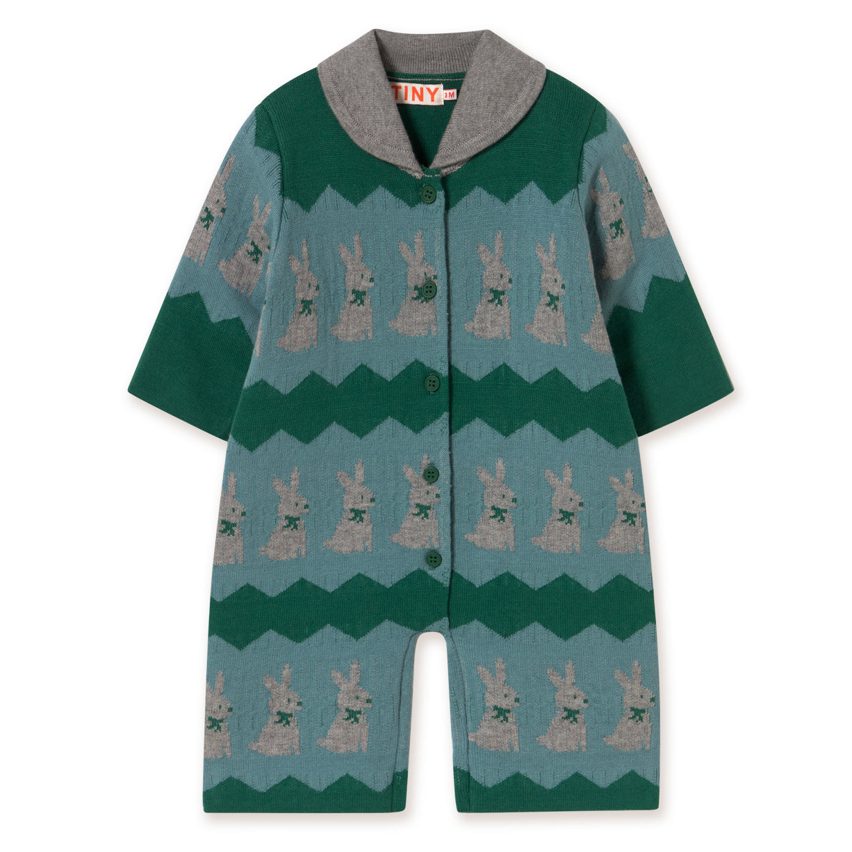 TINY COTTONS Rabbits One-Piece - Dark Green