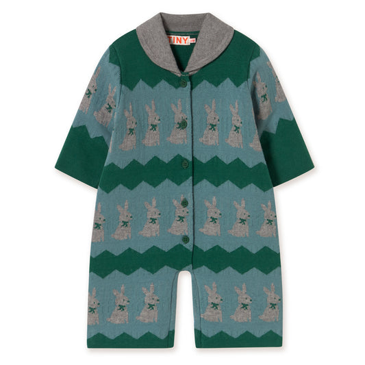 TINY COTTONS Rabbits One-Piece - Dark Green
