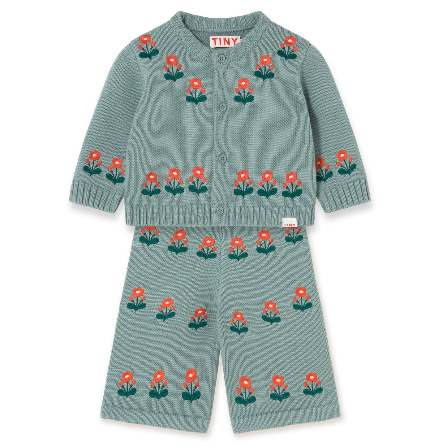 TINY COTTONS Flowers Baby Cardigan - Sage