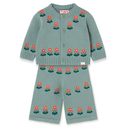 TINY COTTONS Flowers Baby Cardigan - Sage