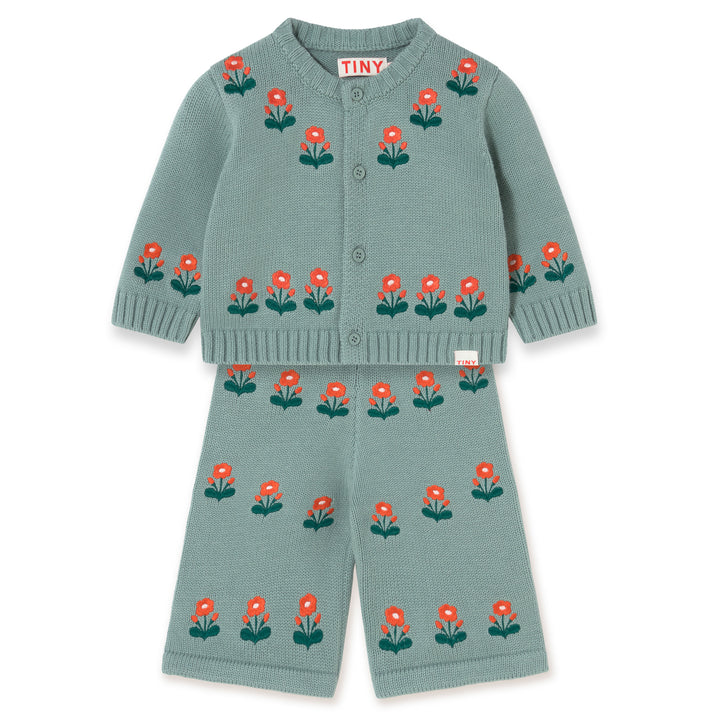 TINY COTTONS Flowers Baby Cardigan Set- Sage