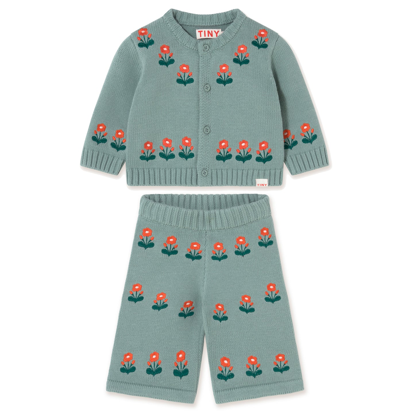 TINY COTTONS Flowers Baby Cardigan - Sage