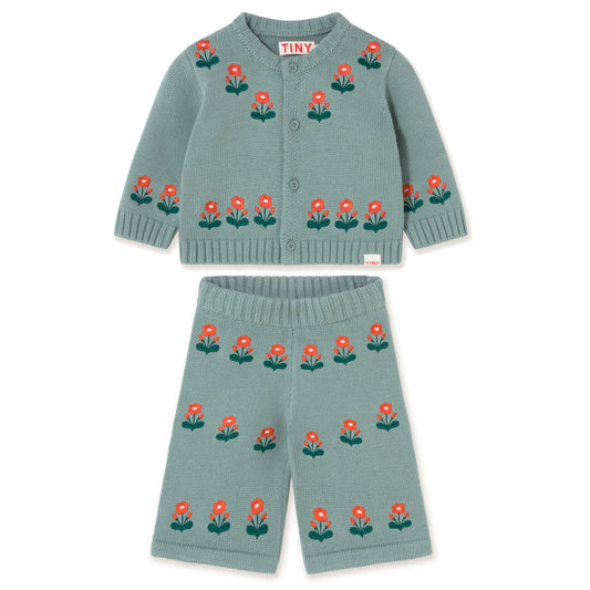 TINY COTTONS Flowers Baby Cardigan - Sage