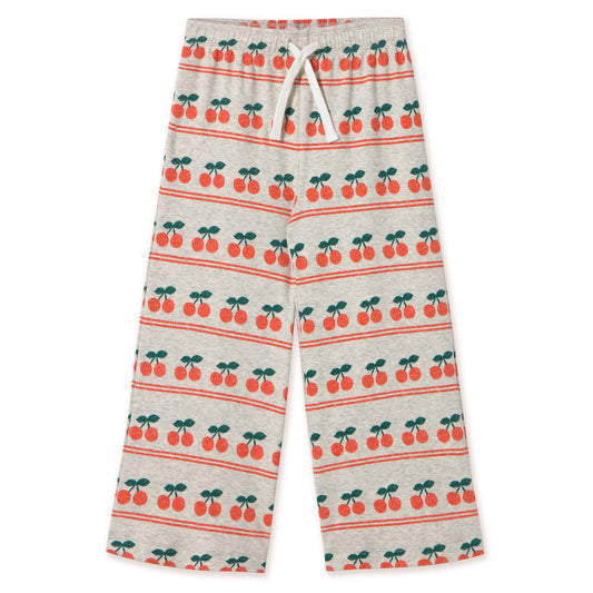 TINY COTTONS Cherry Pattern Rib Pant - Light Cream Heather