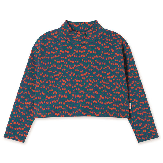 TINY COTTONS Mini Apples Rib Mockneck - Light Navy
