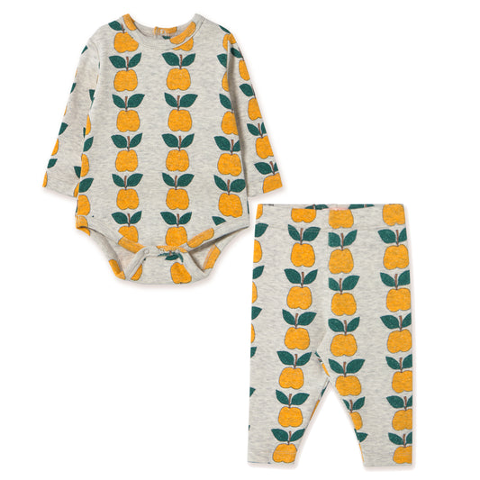 TINY COTTONS Apples Rib Baby Set - Light Cream Heather