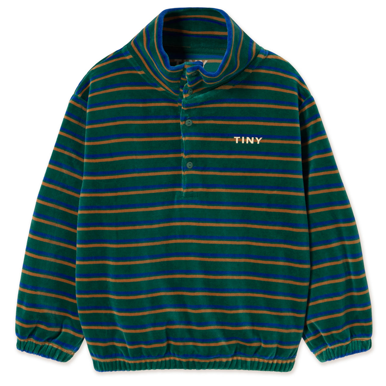 TINY COTTONS Duo Stripes Mockneck Sweatshirt - Dark Green