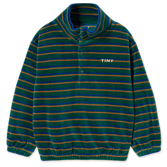 TINY COTTONS Duo Stripes Mockneck Sweatshirt - Dark Green
