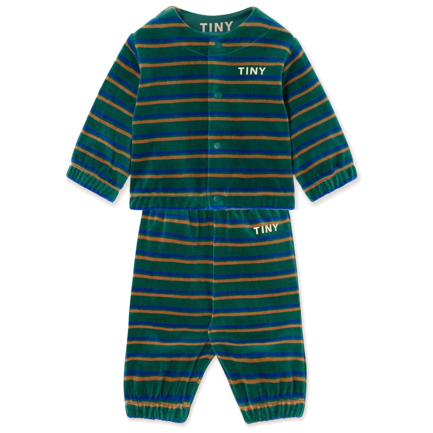 TINY COTTONS Duo Stripes Baby Set - Dark Green