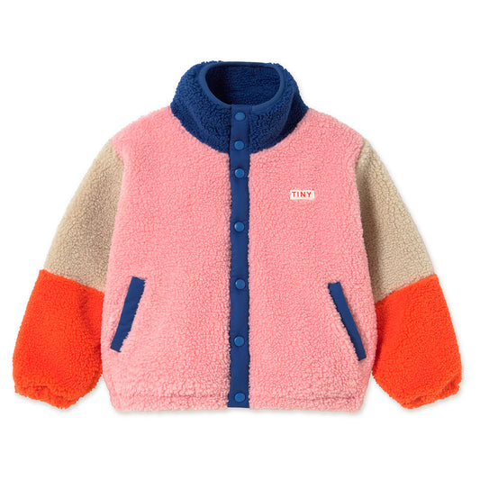 TINY COTTONS Colorblock Polar Sherpa Jacket - Pink