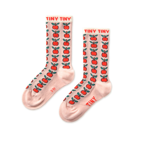 TINY COTTONS Apples Medium Socks - Wild Rose