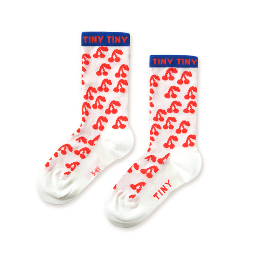 TINY COTTONS Cherries Medium Socks - Off-White