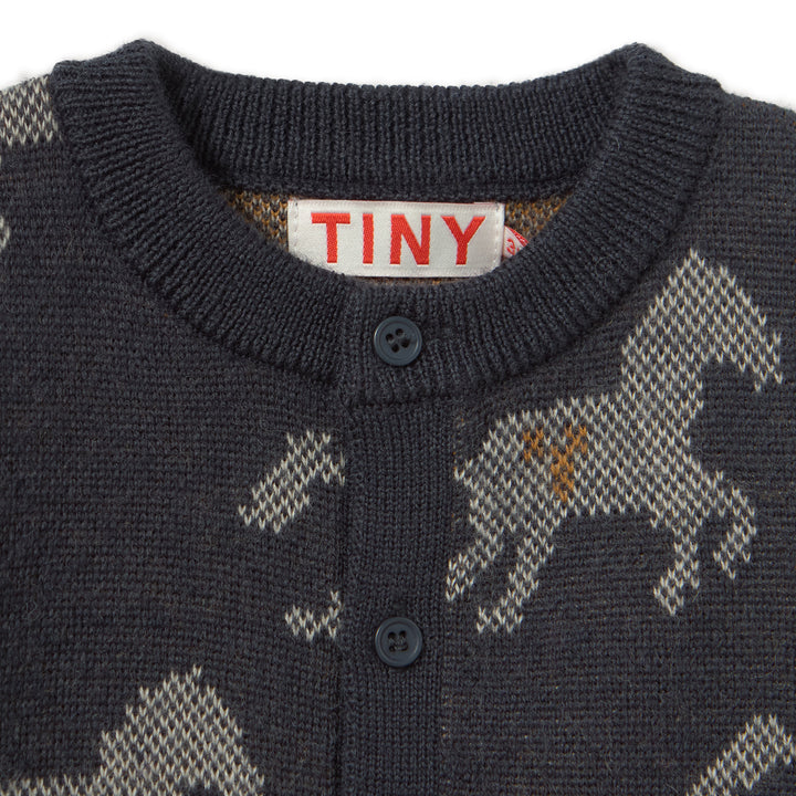 Horses Knit Baby Set in Ink Blue