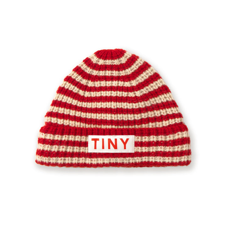 Stripes Beanie in Dark Red