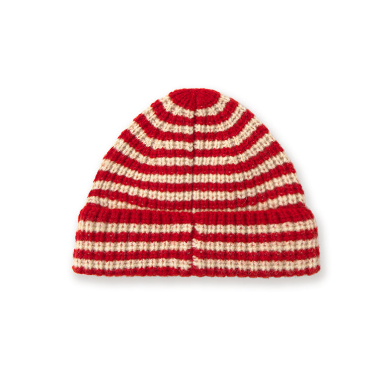 Stripes Beanie in Dark Red