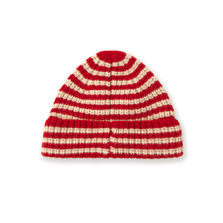 Stripes Beanie in Dark Red