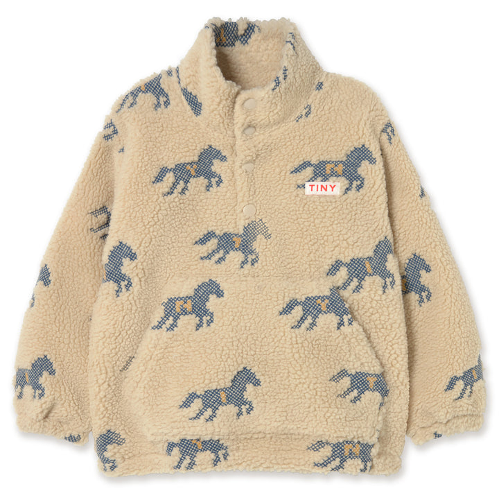 Horses Sherpa Sweatshirt in Vanilla