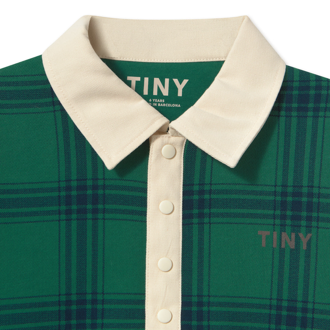 Green Check Polo Sweatshirt in Dark Green