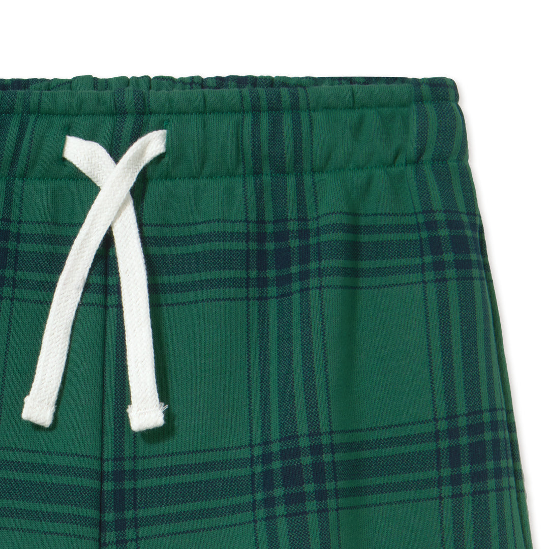 Green Check Polo Sweatshirt in Dark Green