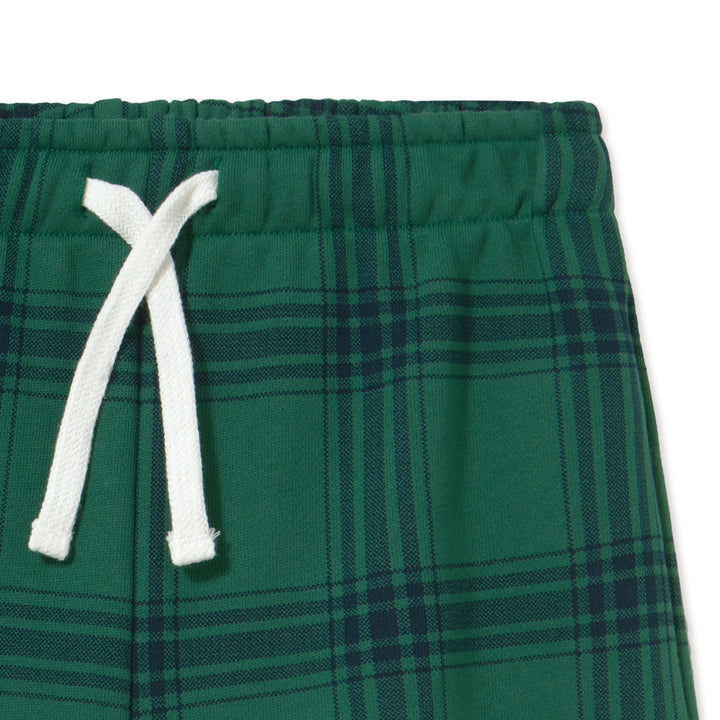 Green Check Polo Sweatshirt in Dark Green