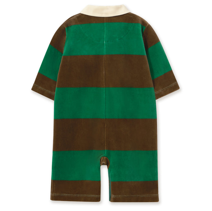 Green Stripes Polo One-Piece in Dark Green