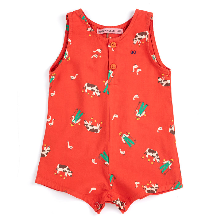 Farm Adventure Baby Playsuit - Red