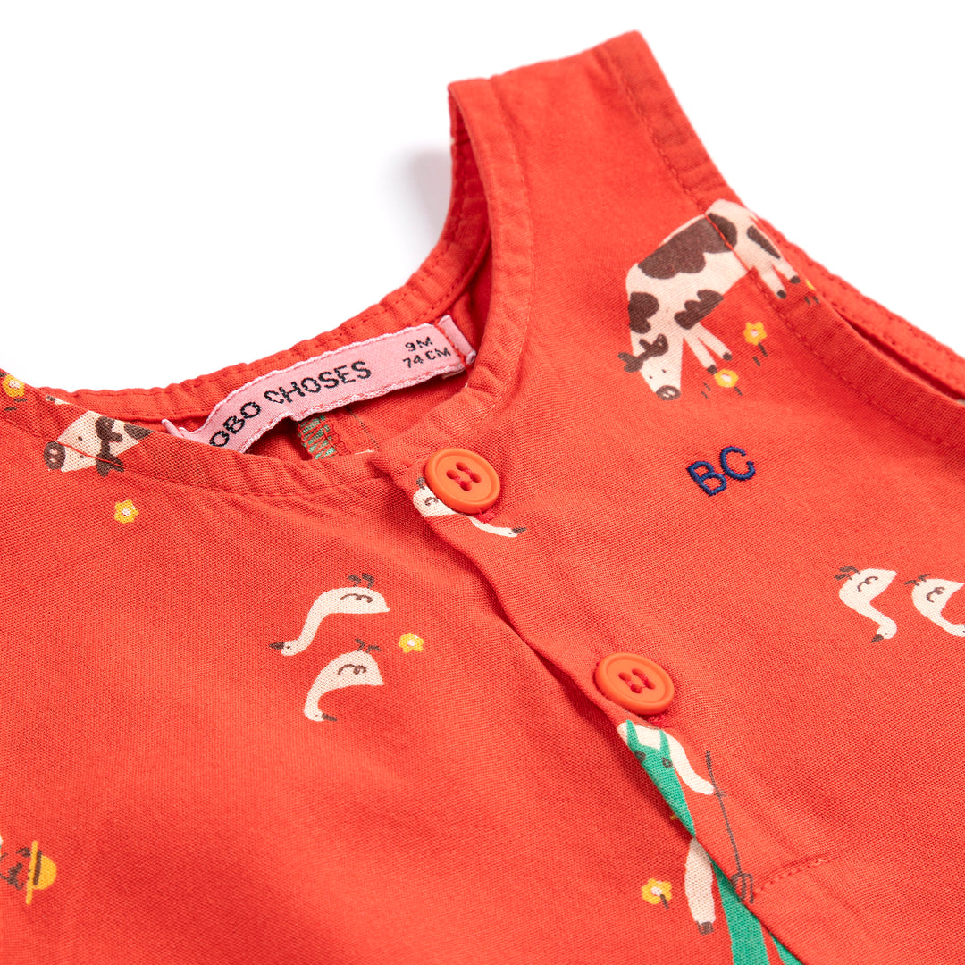 Farm Adventure Baby Playsuit - Red