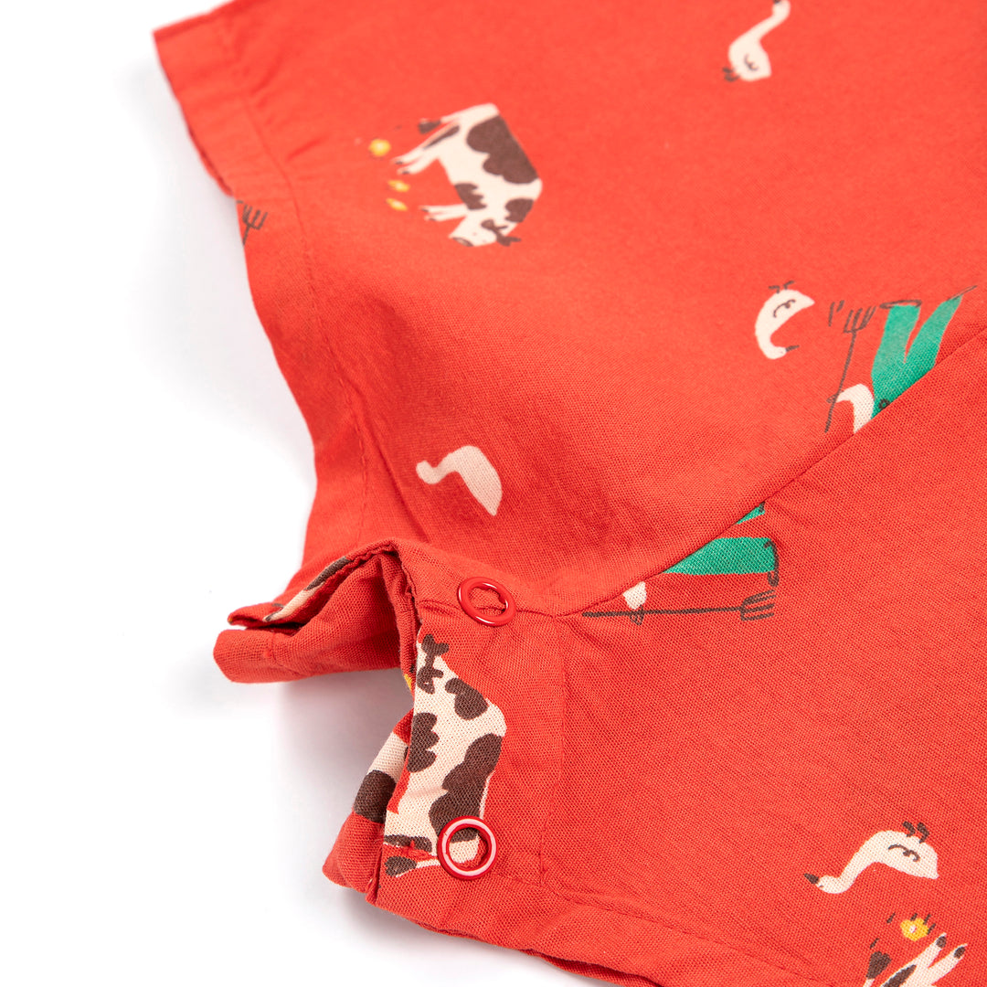 Farm Adventure Baby Playsuit - Red
