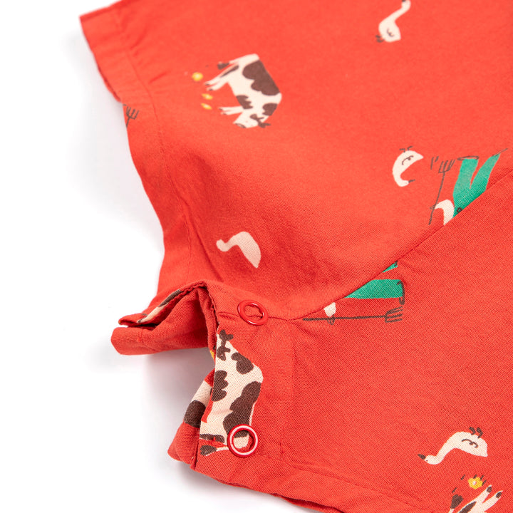 Farm Adventure Baby Playsuit - Red