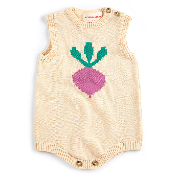 Pixel Sugar Beet Knitted Romper - White